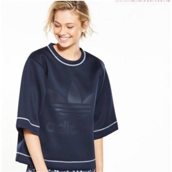 adidas Tops - Adidas Women’s Reversible Trefoil Logo Sweatshirt Navy Pink Size Small NEW